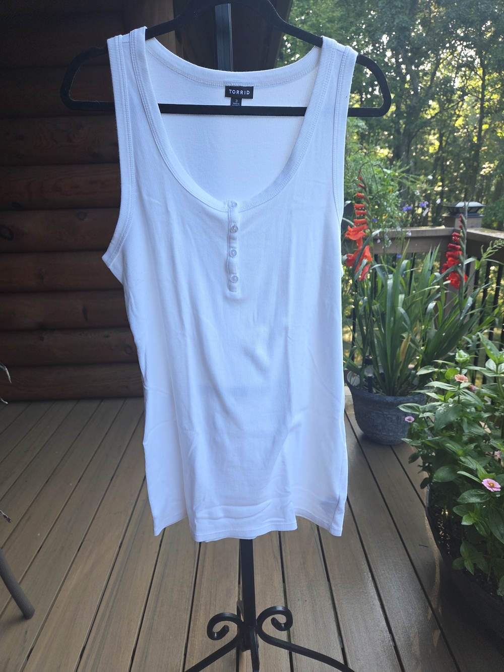 torrid White Scoop Neck Henley Tank